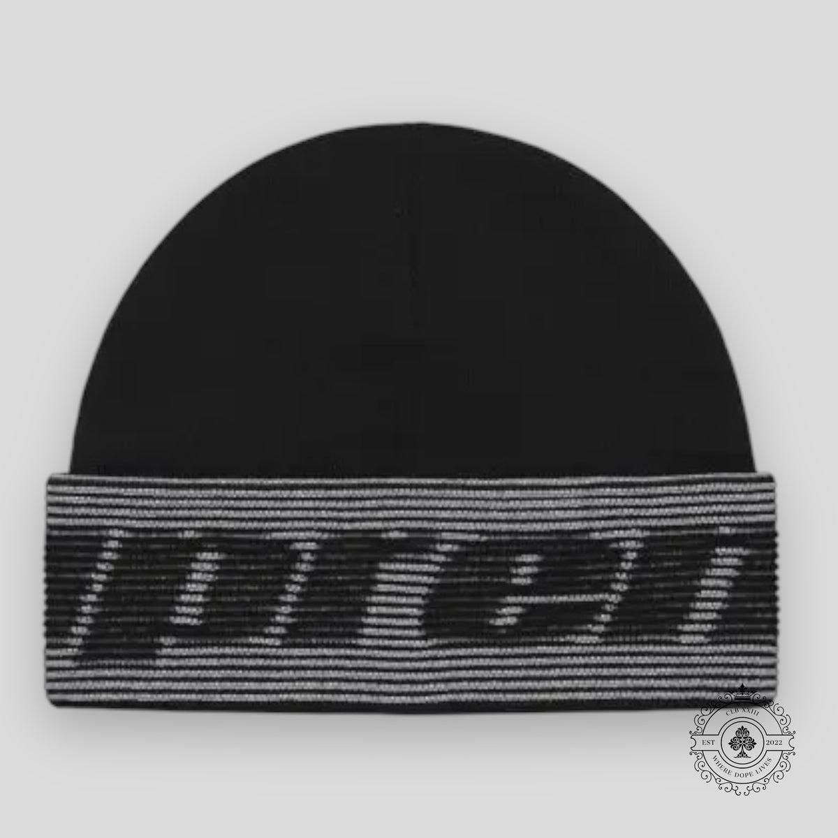 Supreme Reflective Jacquard Cuff Beanie in Black