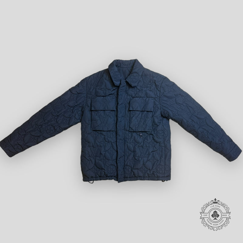 Louis Vuitton Monogram Embossed Padded Jacket in Navy
