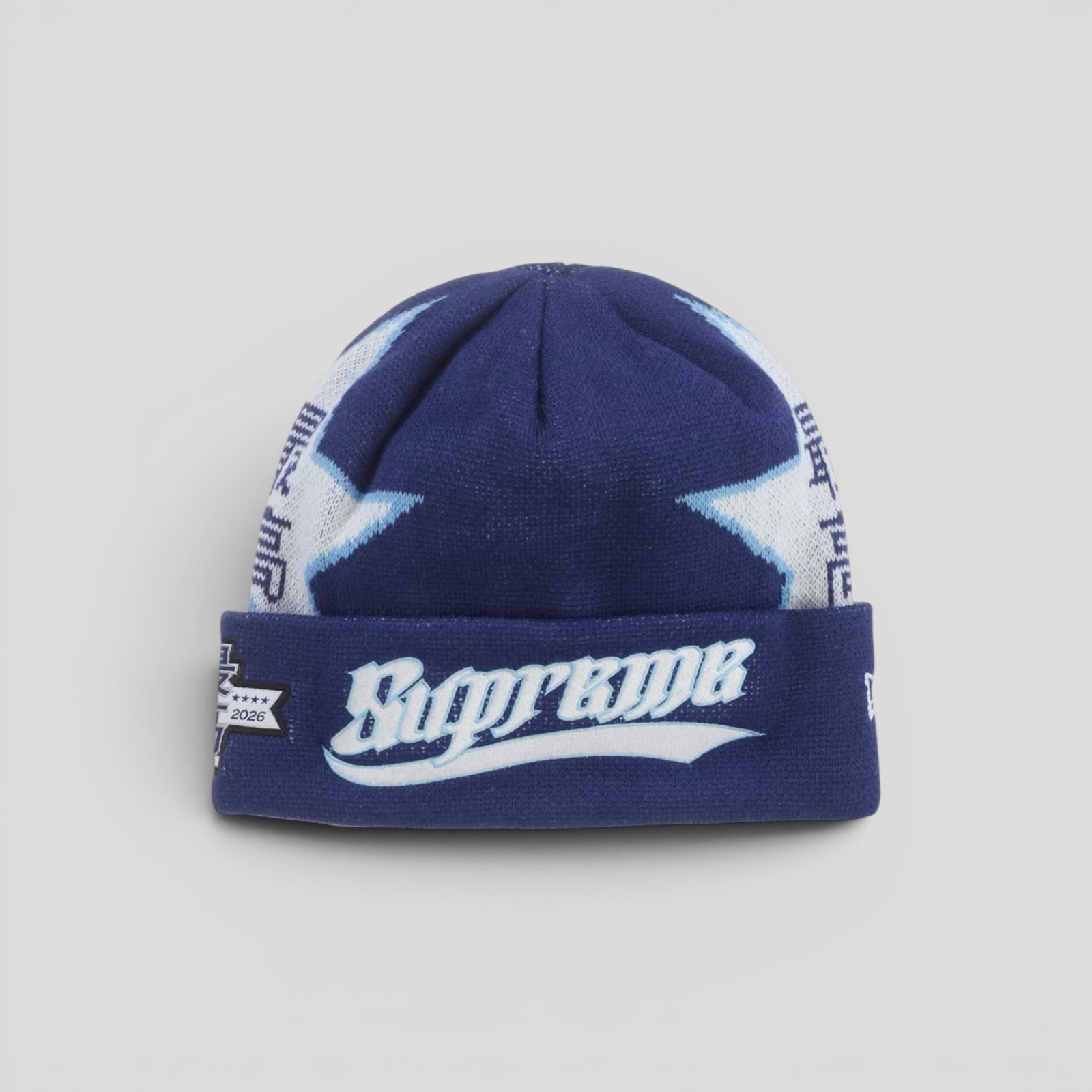 Supreme New Era Stars Beanie in Navy