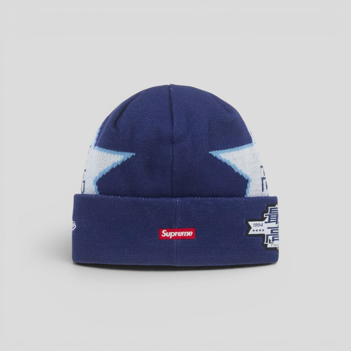 Supreme New Era Stars Beanie in Navy