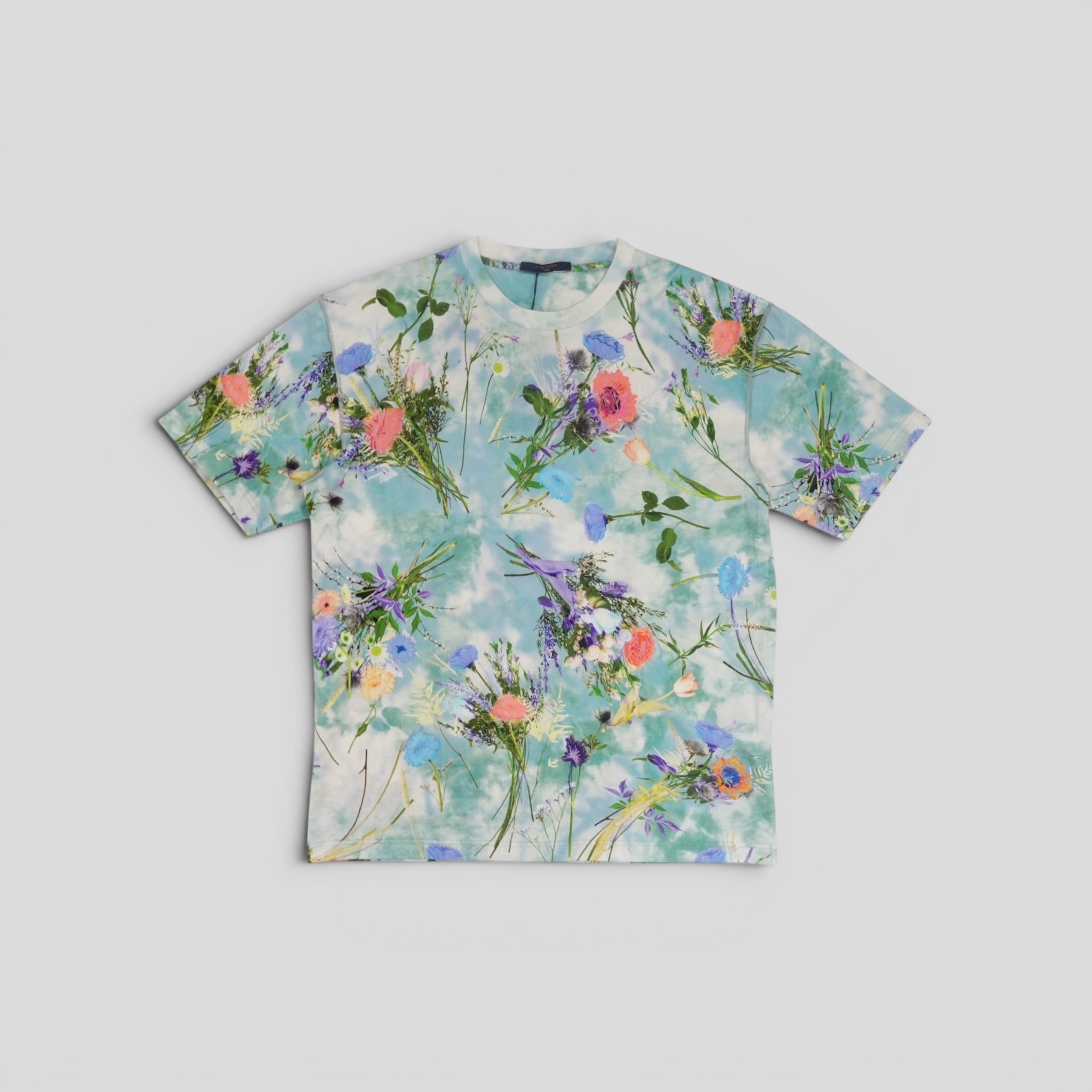 Louis Vuitton Print and Embroidered Flower Tee in Blue