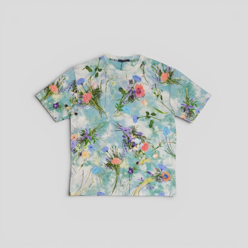 Louis Vuitton Print and Embroidered Flower Tee in Blue