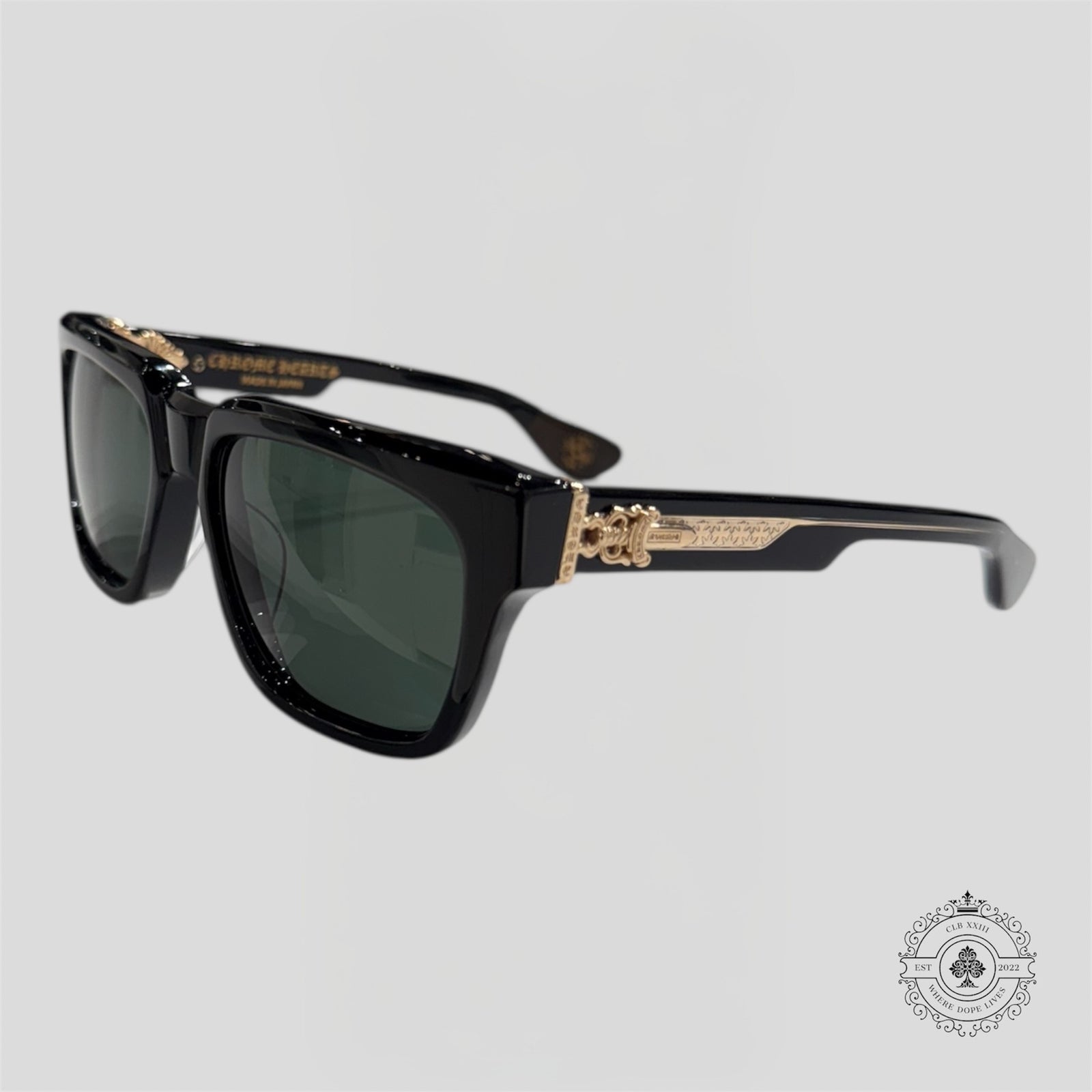 Chrome Hearts Box Officer Sunglasses in Black/Gold