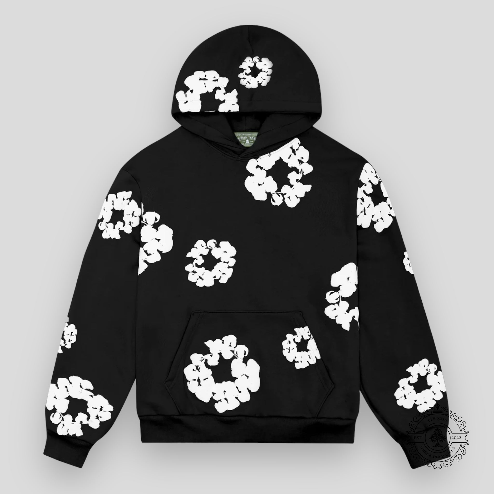 Denim Tears The Cotton Wreath Hoodie in Black