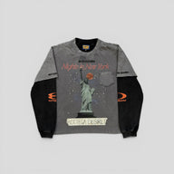 Bottega Desires Nights in NY Layered Long Sleeve Tee in Grey