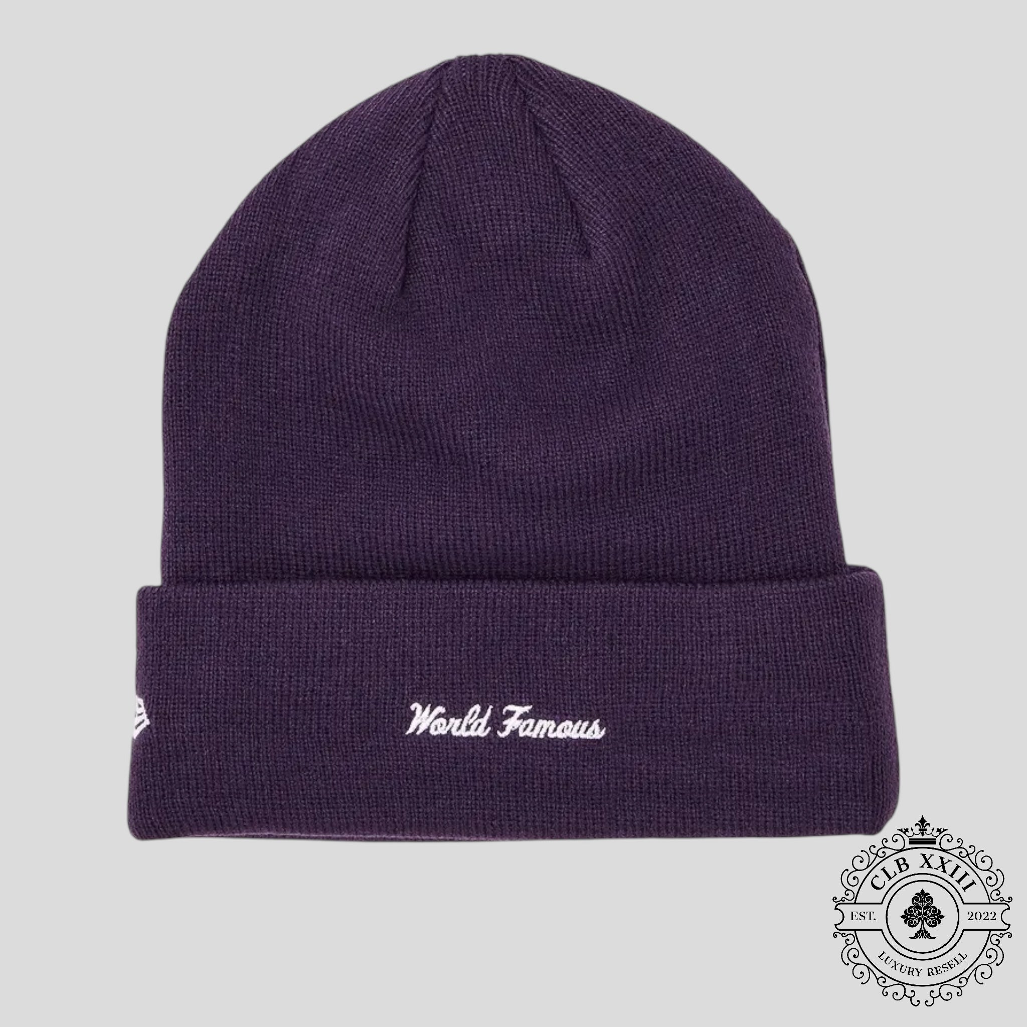 Supreme New Era Box Logo Beanie (FW23) in Dark Purple