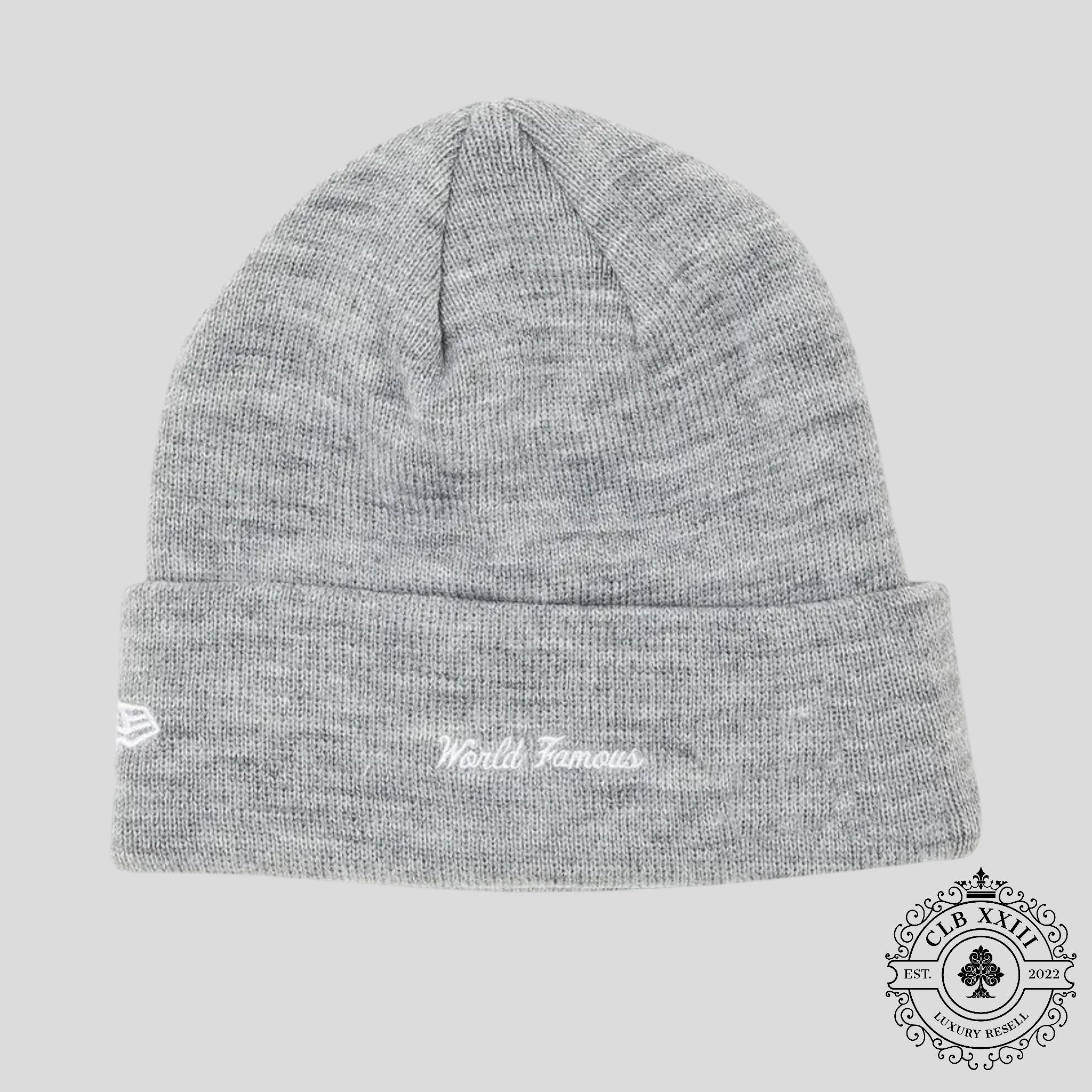 Supreme New Era Box Logo Beanie (FW23) in Heather Grey