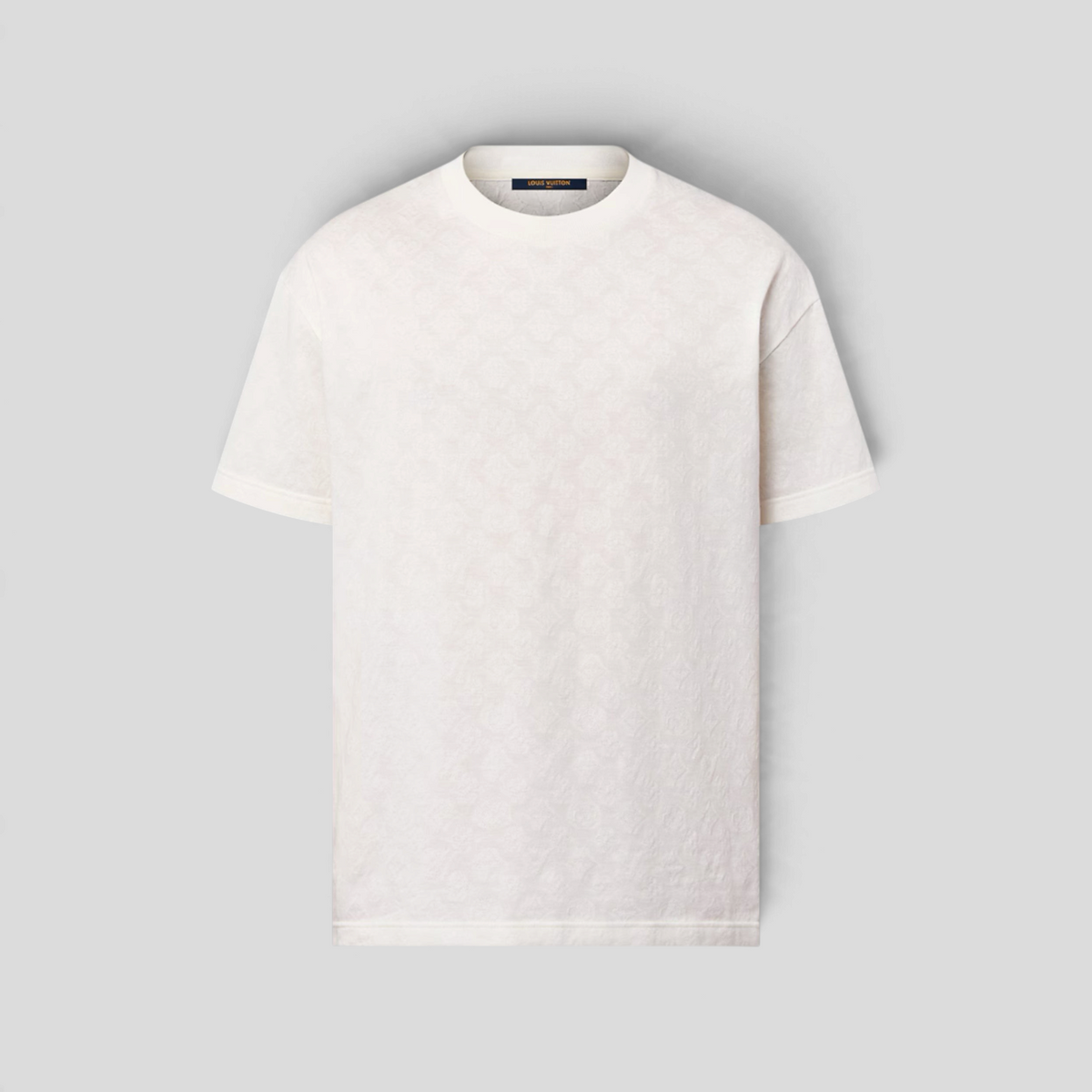 CLB XXIII Louis Vuitton milky white cotton t-shirt featuring a subtle tonal monogram fil coupe pattern