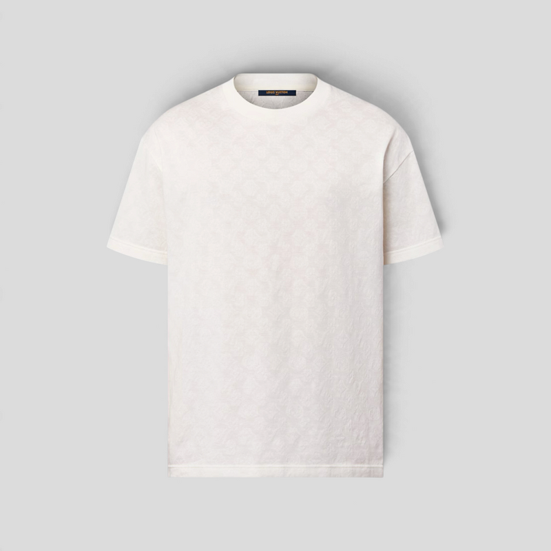 CLB XXIII Louis Vuitton milky white cotton t-shirt featuring a subtle tonal monogram fil coupe pattern