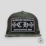 Chrome Hearts CH Patch Hollywood Trucker Hat in Camo