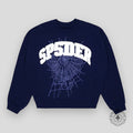 Sp5der Varsity Web Crewneck in Navy Blue