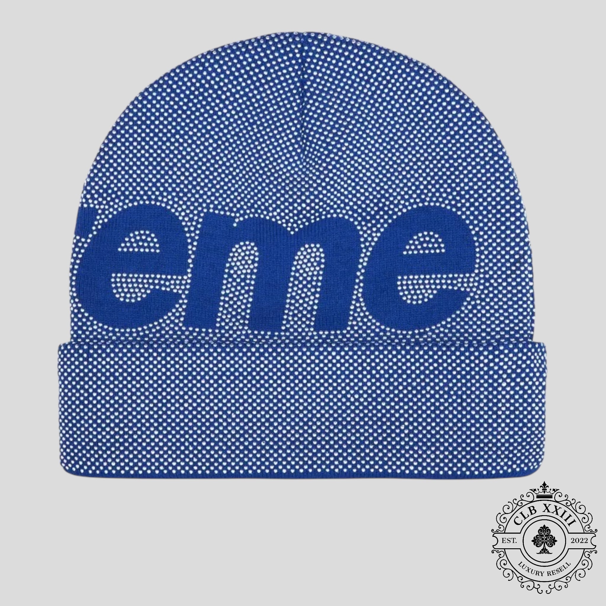 Supreme Studded Knockout Big Logo Beanie in Royal