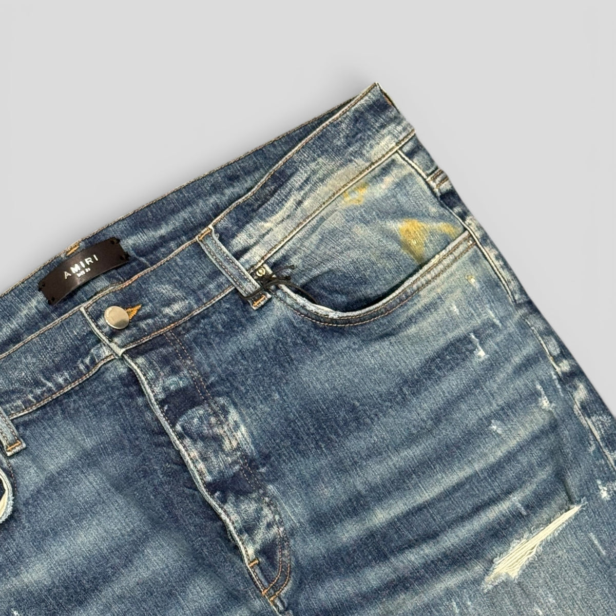 Amiri Slashed Jeans in Deep Classic Wash