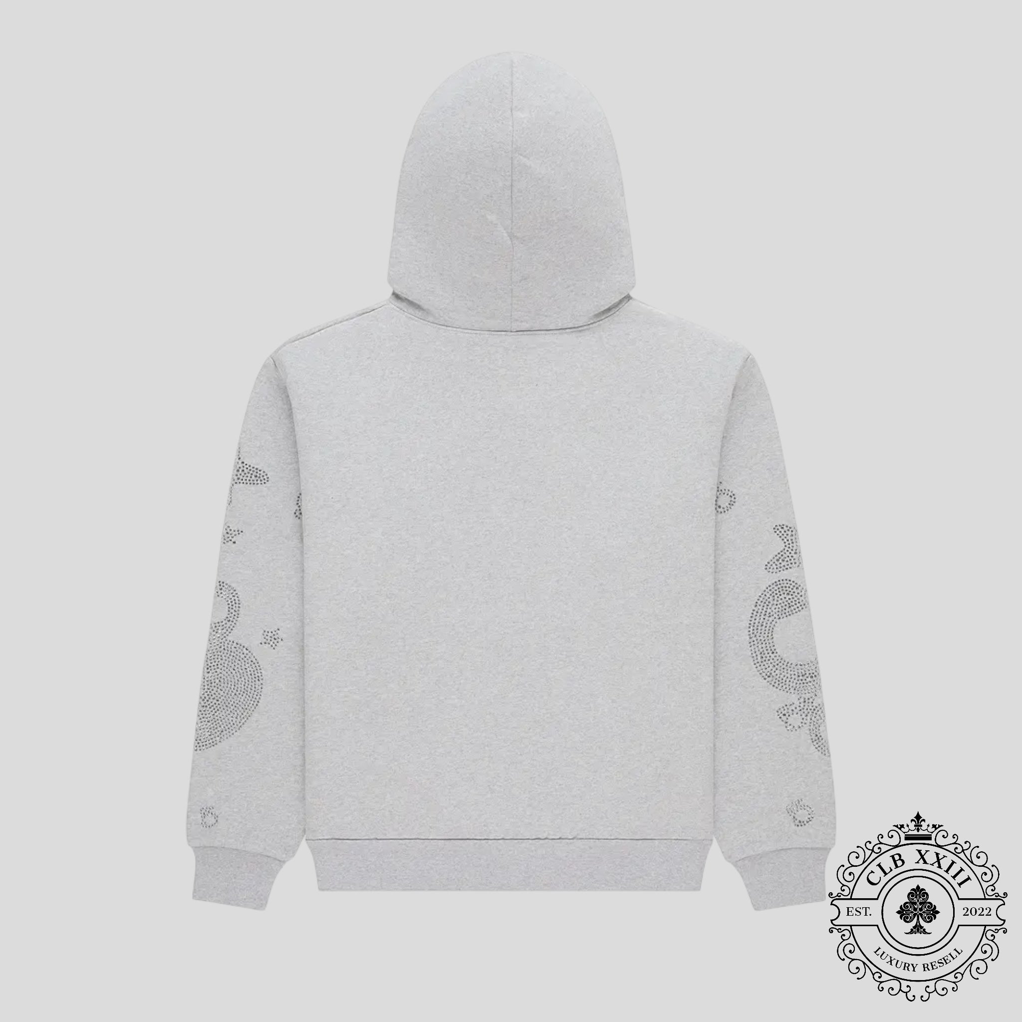 Sp5der Rhinestone Beluga Hoodie in Heather Grey
