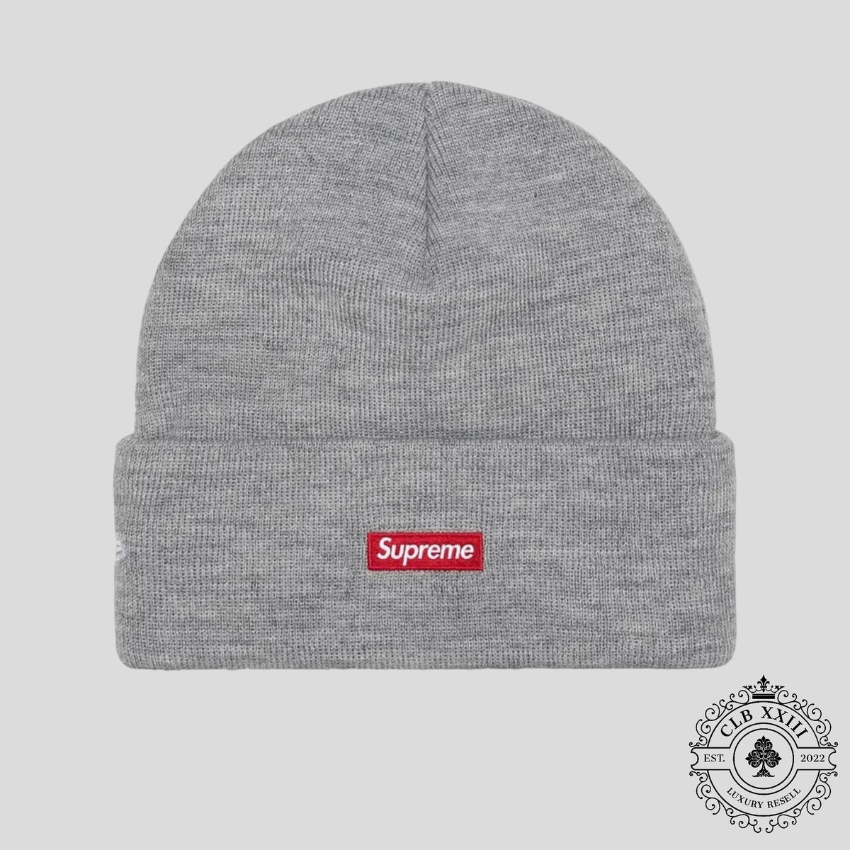 Supreme New Era Tribal S Logo Beanie in Heather Grey