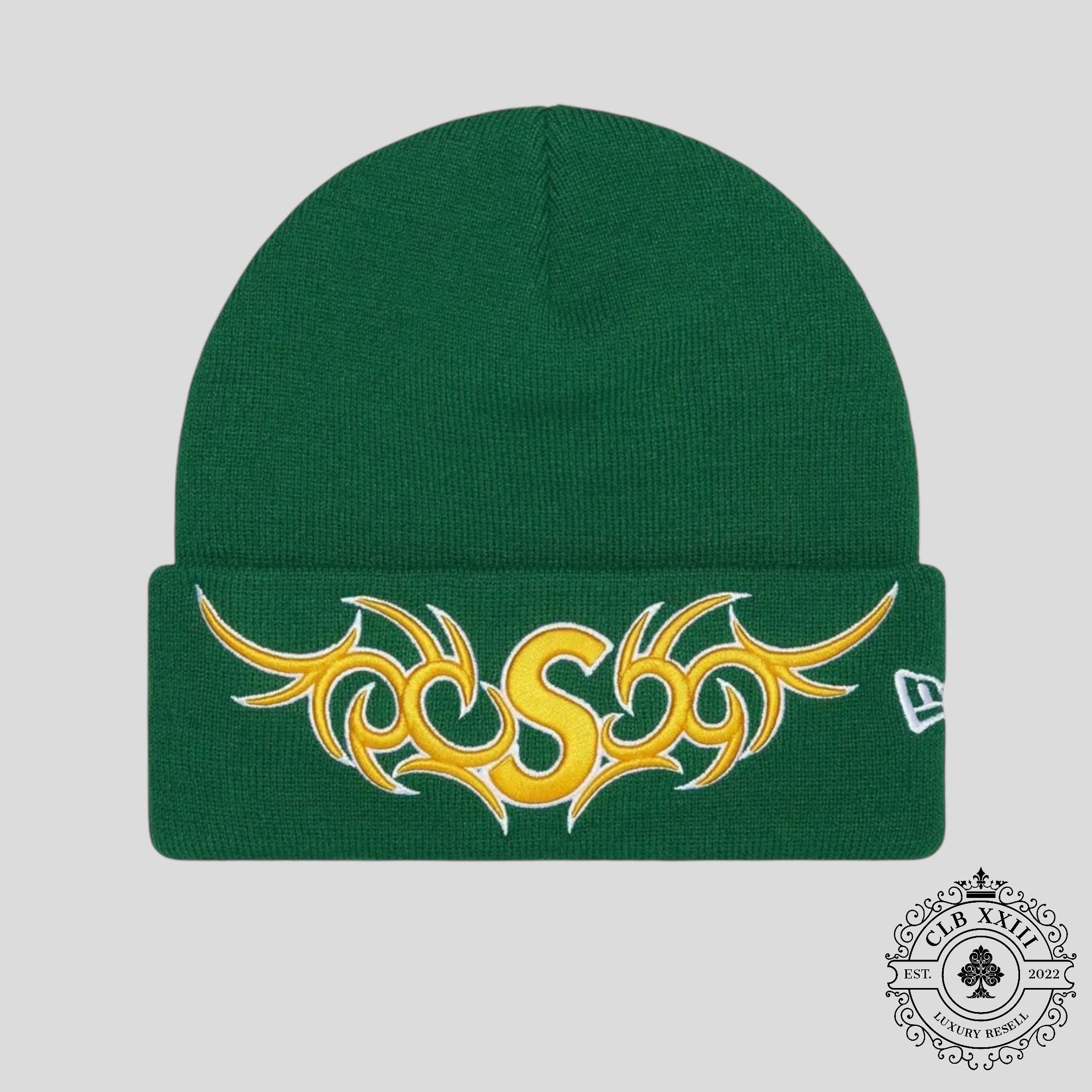 Supreme New Era Tribal S Logo Beanie in Green