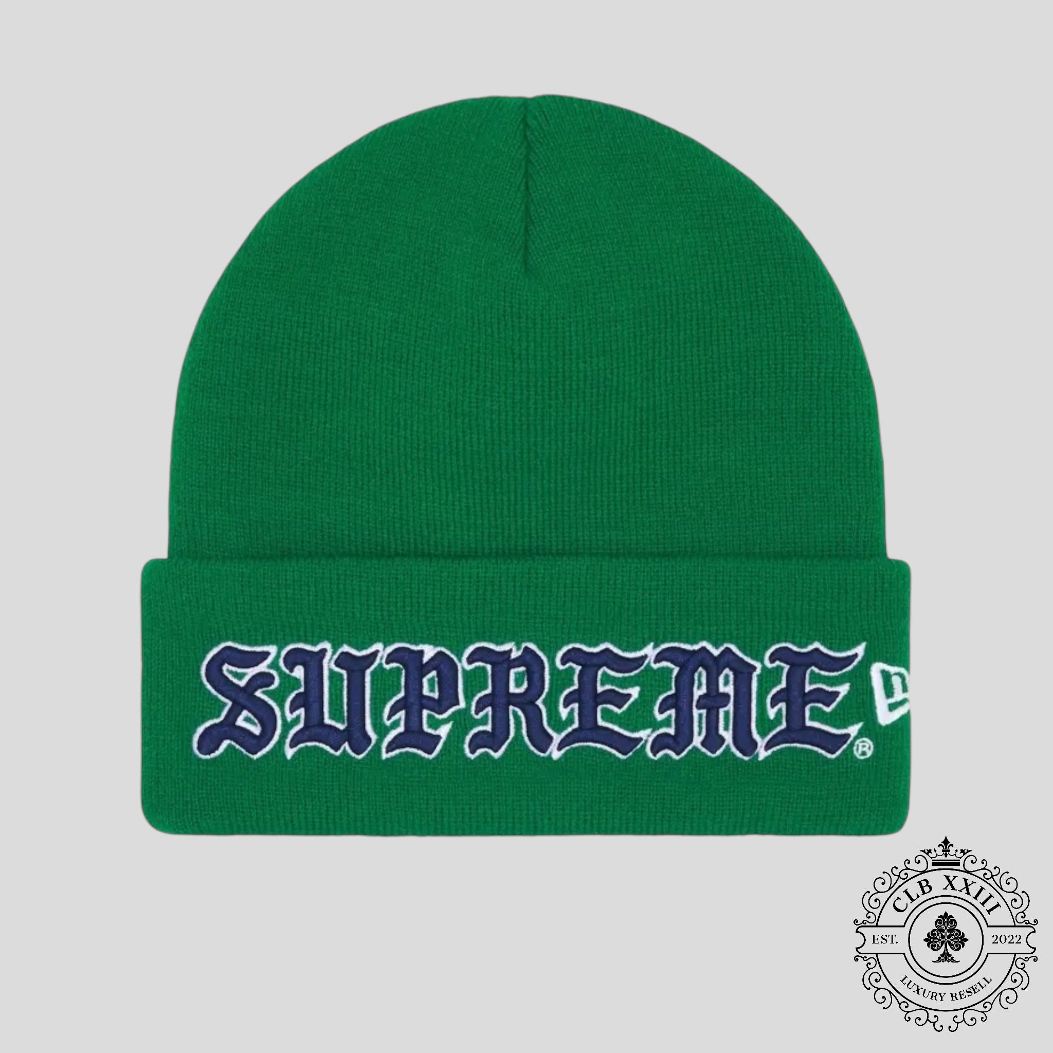 Supreme New Era Old English Beanie in Green