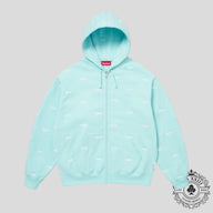 Supreme Repeat Script Zip Up Hooded Sweatshirt in Aqua