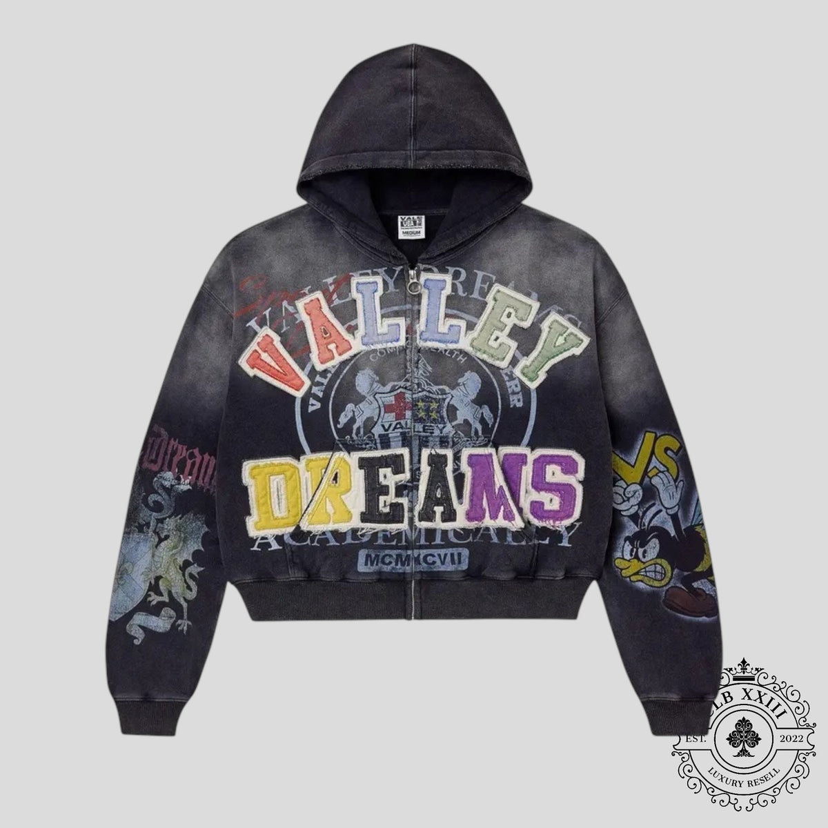 Vale Blasted Zip Up in Black