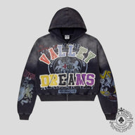 Vale Blasted Zip Up in Black