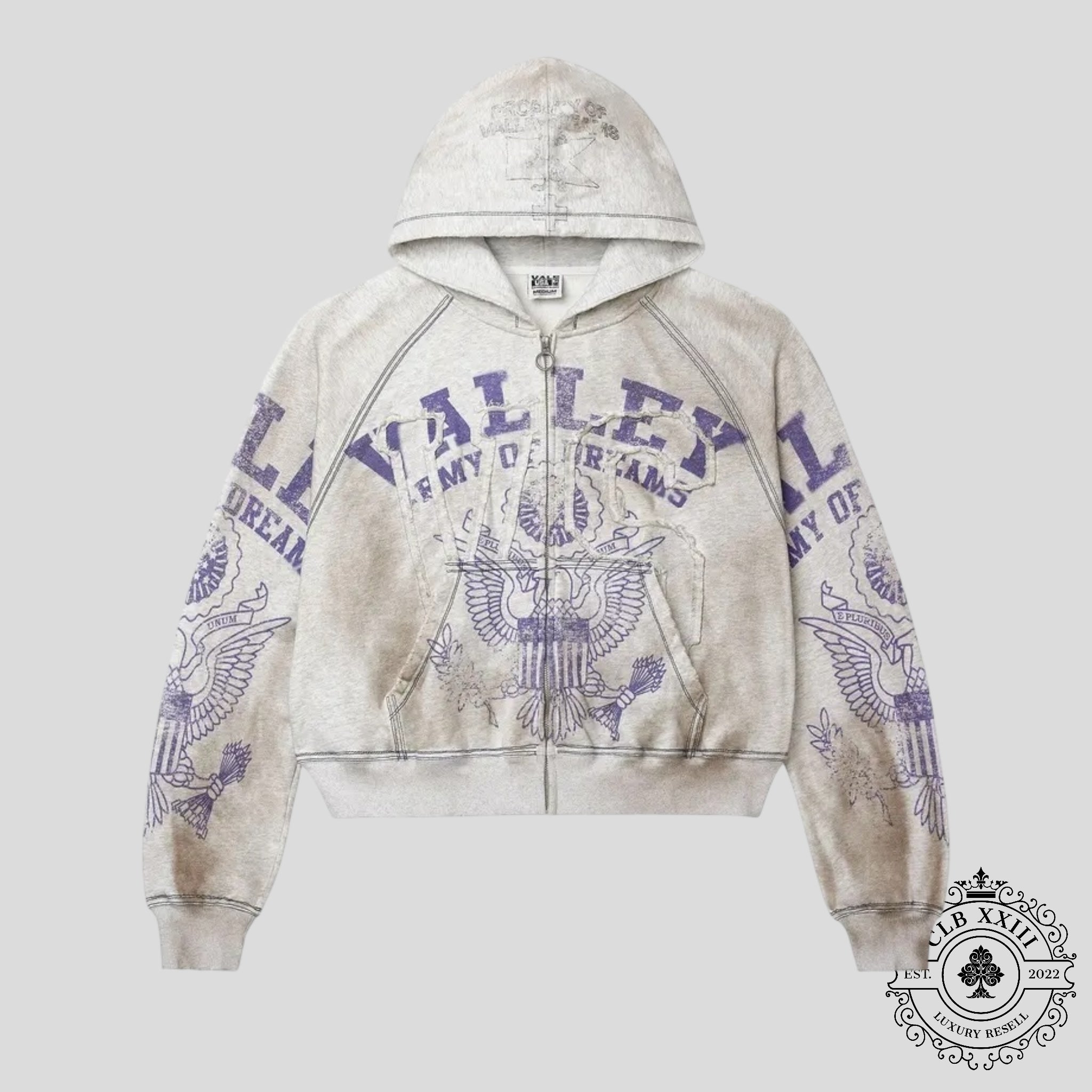 Vale Forever Army Zip Up in Heather Grey