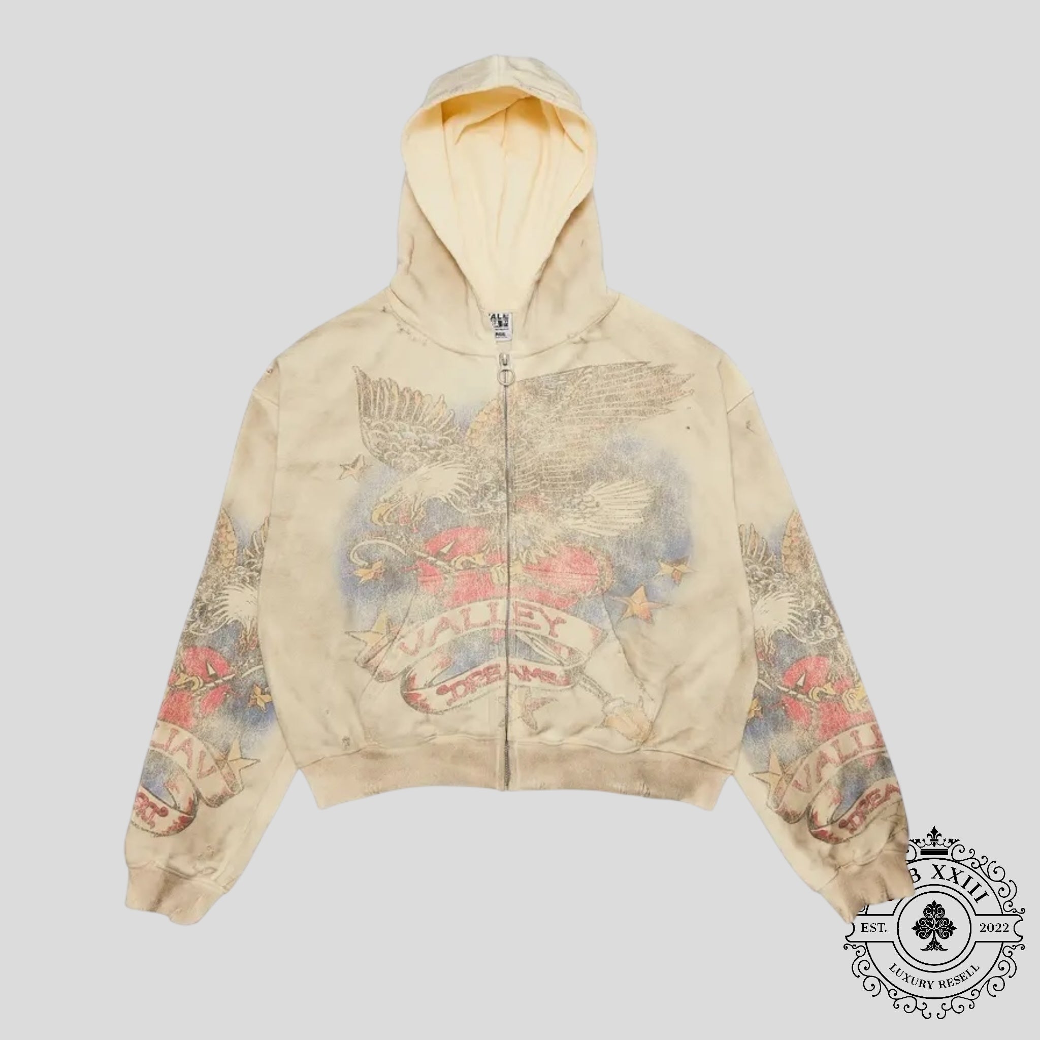 Vale Nostalgia Zip Up Hoodie in Tan