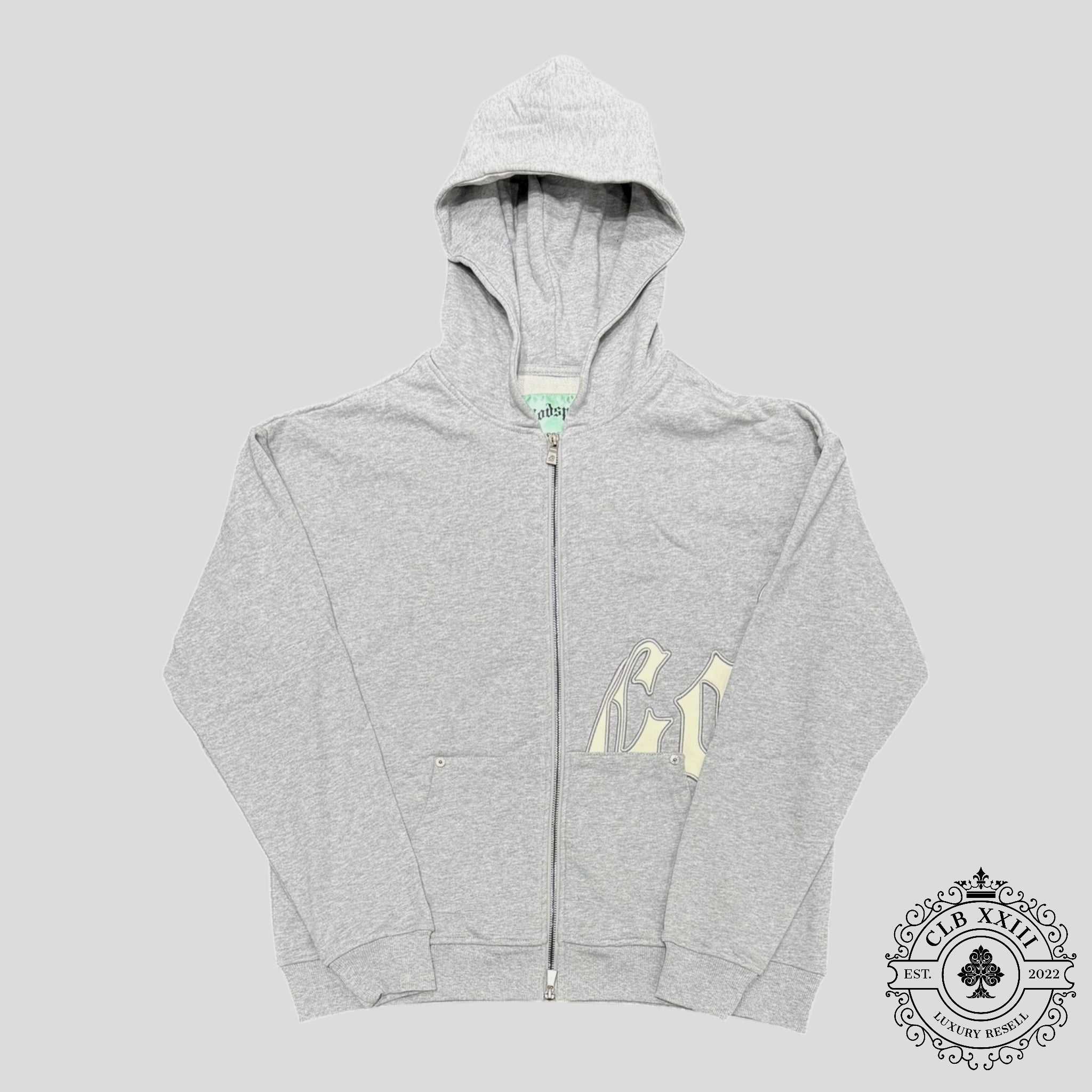 Godspeed OG Logo Zip Up Hoodie V2 in Grey