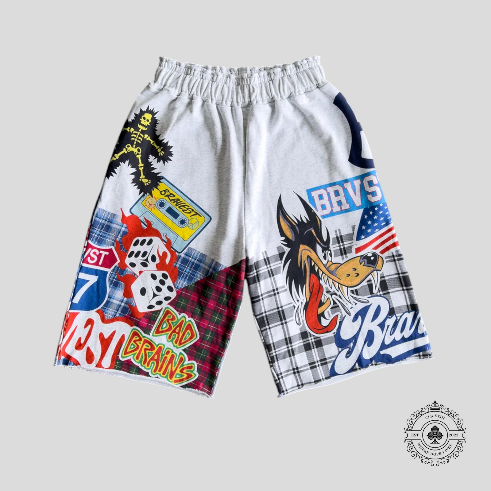 Bravest Studios Patchwork Baggy Sweatshorts in Heather Grey