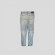 Amiri MX1 Plaid Patch Jeans in Clay Indigo / Green