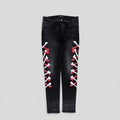 Amiri Red White Bones Jeans in Aged Black