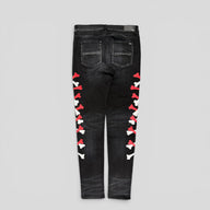 Amiri Red White Bones Jeans in Aged Black