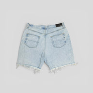 Amiri Tie Dye Thrasher Jean Shorts in Light Wash