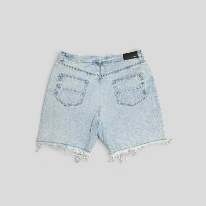 Amiri Tie Dye Thrasher Jean Shorts in Light Wash