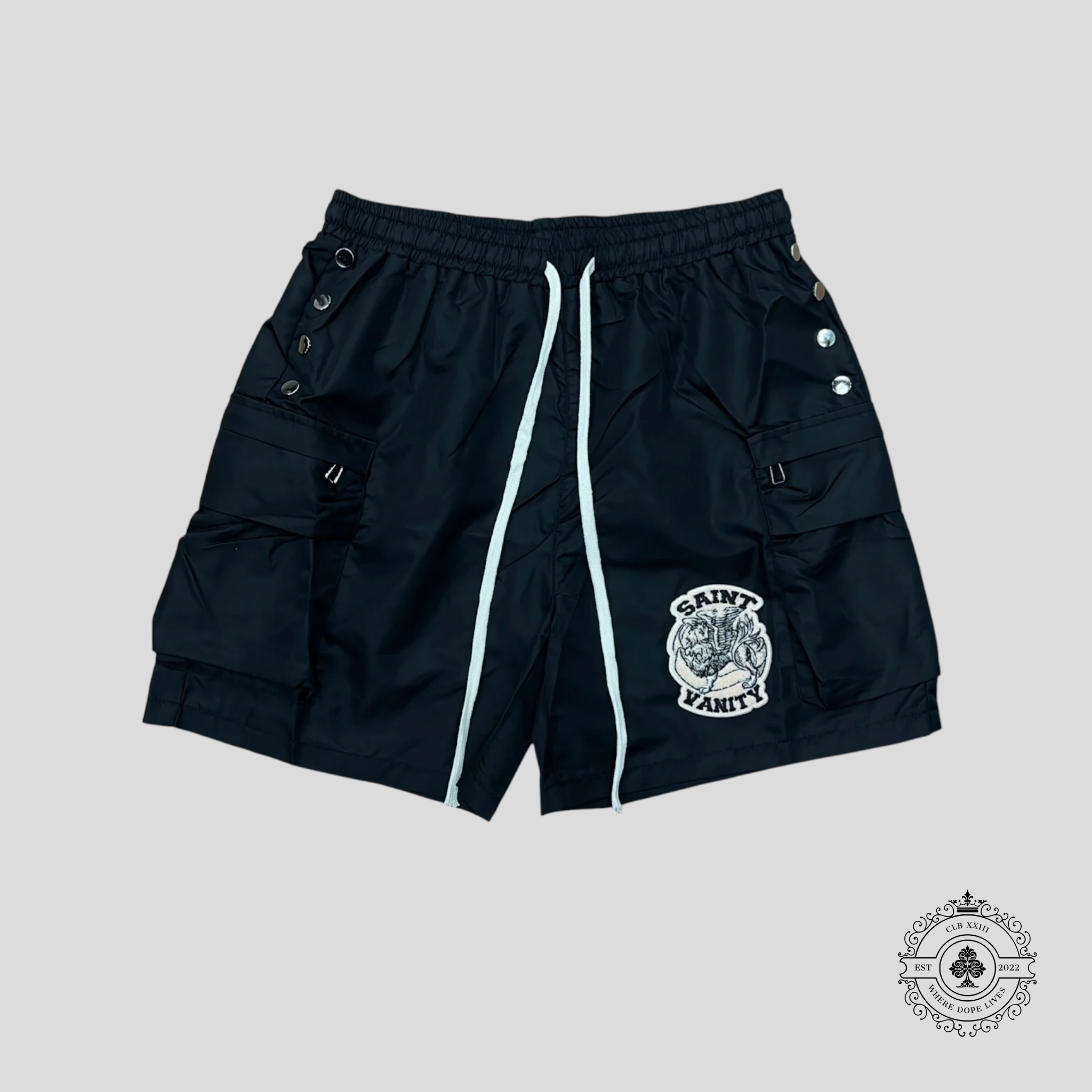 Saint Vanity Cargo Shorts in Black