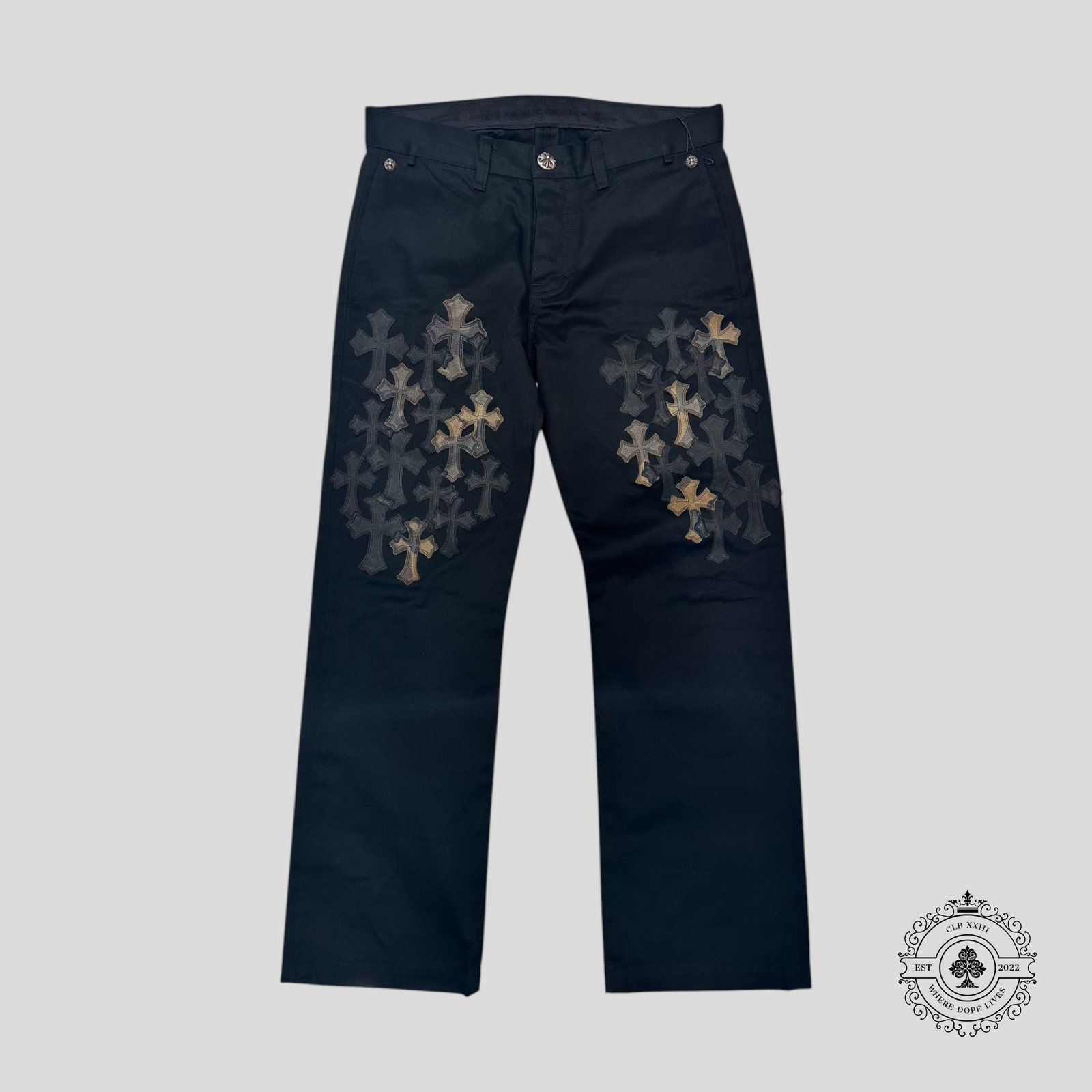 Chrome Hearts Leather Cross Patch Chinos in Black/Camo