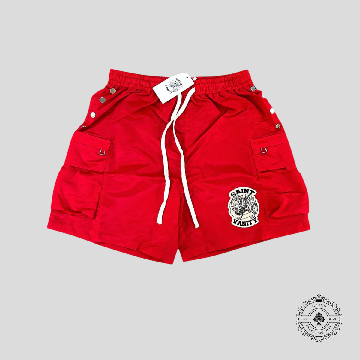 Saint Vanity Cargo Shorts in Red