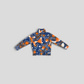 CLB XXIII Louis Vuitton jacquard camo fleece zip-up jacket in blue, orange, and white with monogram pattern