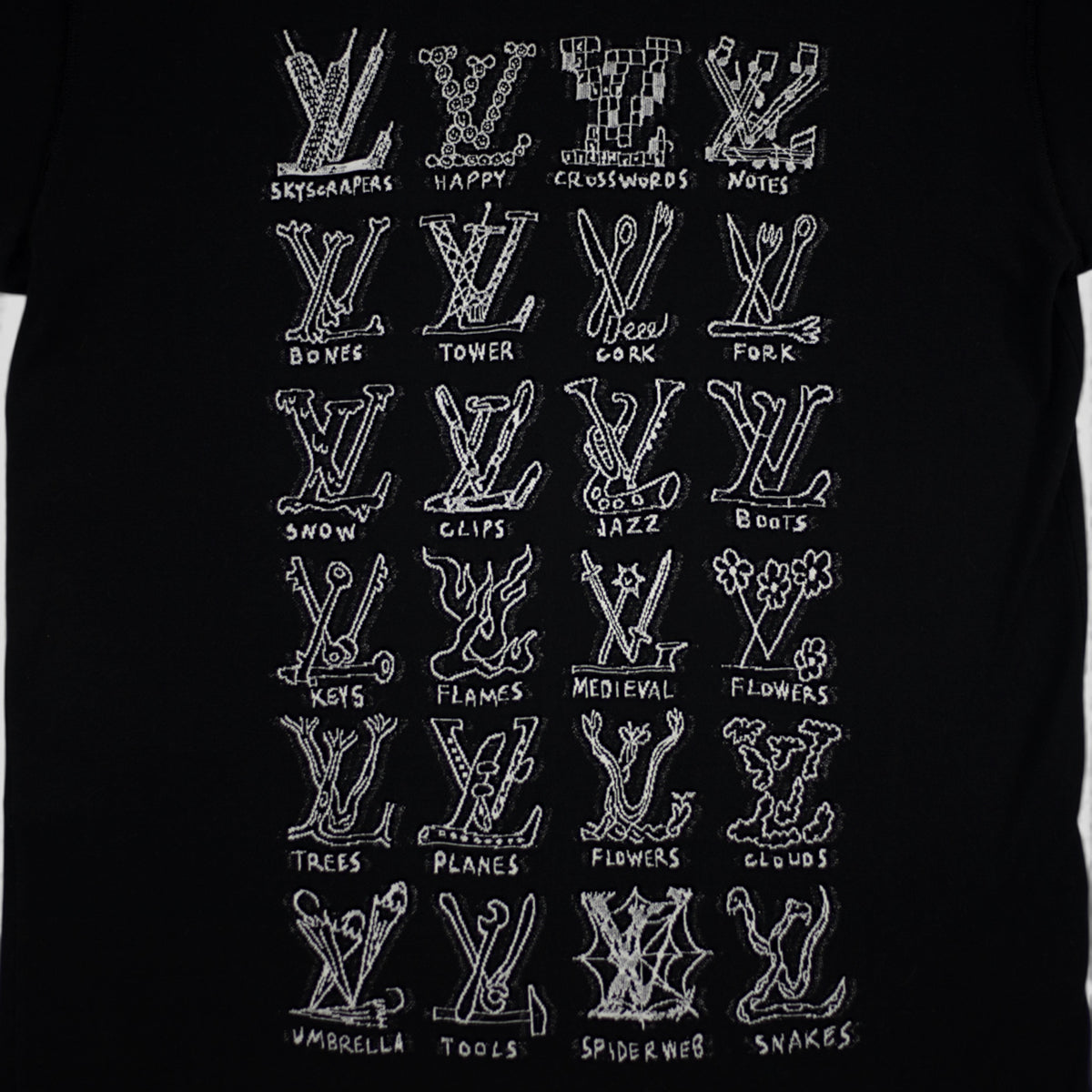 Louis Vuitton Cartoon Logos T-Shirt in Black