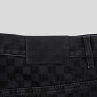 Louis Vuitton Damier Ultrablack Flocked Wide Leg Denim Pants in Black