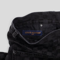 Louis Vuitton Damier Ultrablack Flocked Wide Leg Denim Pants in Black