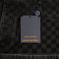 Louis Vuitton Damier Ultrablack Flocked Wide Leg Denim Pants in Black
