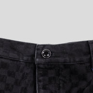 Louis Vuitton Damier Ultrablack Flocked Wide Leg Denim Pants in Black