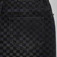 Louis Vuitton Damier Ultrablack Flocked Wide Leg Denim Pants in Black