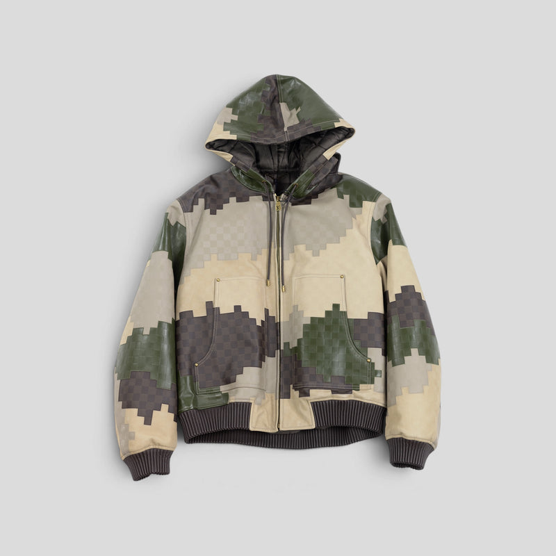 Louis Vuitton Damoflage Leather Hooded Jacket