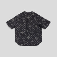 Louis Vuitton Discharged Monogram Baseball Shirt in Black