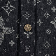Louis Vuitton Discharged Monogram Baseball Shirt in Black