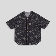 Louis Vuitton Discharged Monogram Baseball Shirt in Black