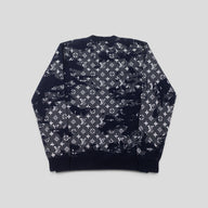 Louis Vuitton Distressed Flock Monogram Sweater in Navy
