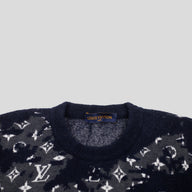 Louis Vuitton Distressed Flock Monogram Sweater in Navy