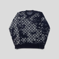 Louis Vuitton Distressed Flock Monogram Sweater in Navy